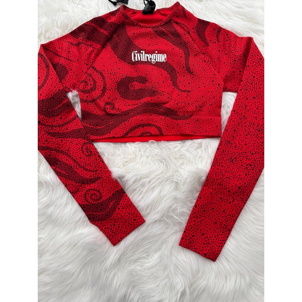 Civil Regime Red Chaos Kelly Seamless Long Sleeve Crop Top Size XS - Picture 4 of 8